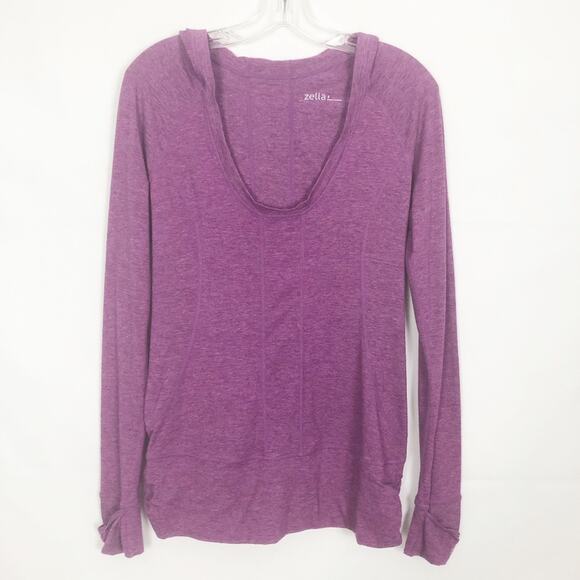 Zella Long Sleeve Scoop Neck Hooded Purple Athletic Top Size S - Picture 1 of 10